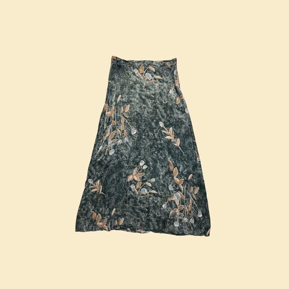 Vintage 70s 2-piece skirt & blouse set, Synari size 12/M floral green maxi skirt - Picture 3 of 10